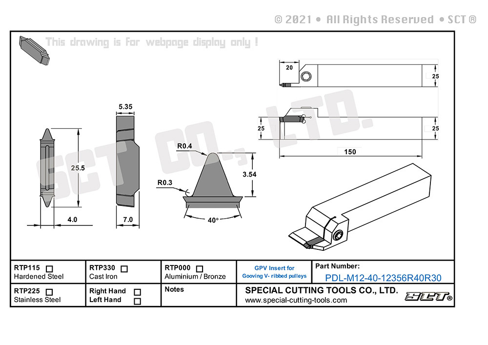 Original pdl m12 40 12356r40r30 gpv insert for grooving multi v ribbed pulleys sct no watermark